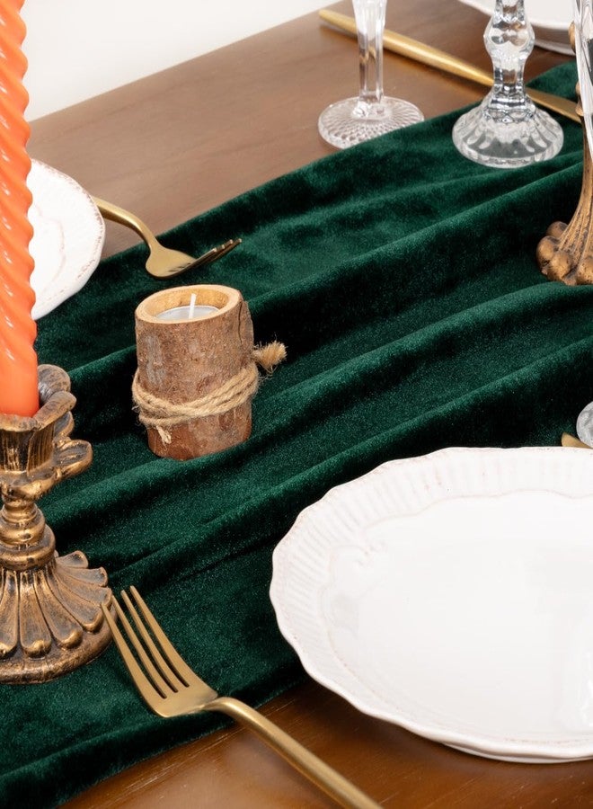 Socomi طقم مفرش طاولة مخملي أخضر من سوكومي، قطعتان، لعيد الحب، مقاس 20 × 120 بوصة (10 أقدام)، لون أخضر زمردي فاخر، مناسب لحفلات الزفاف ورأس السنة وحفلات توديع العزوبية. - Image 4